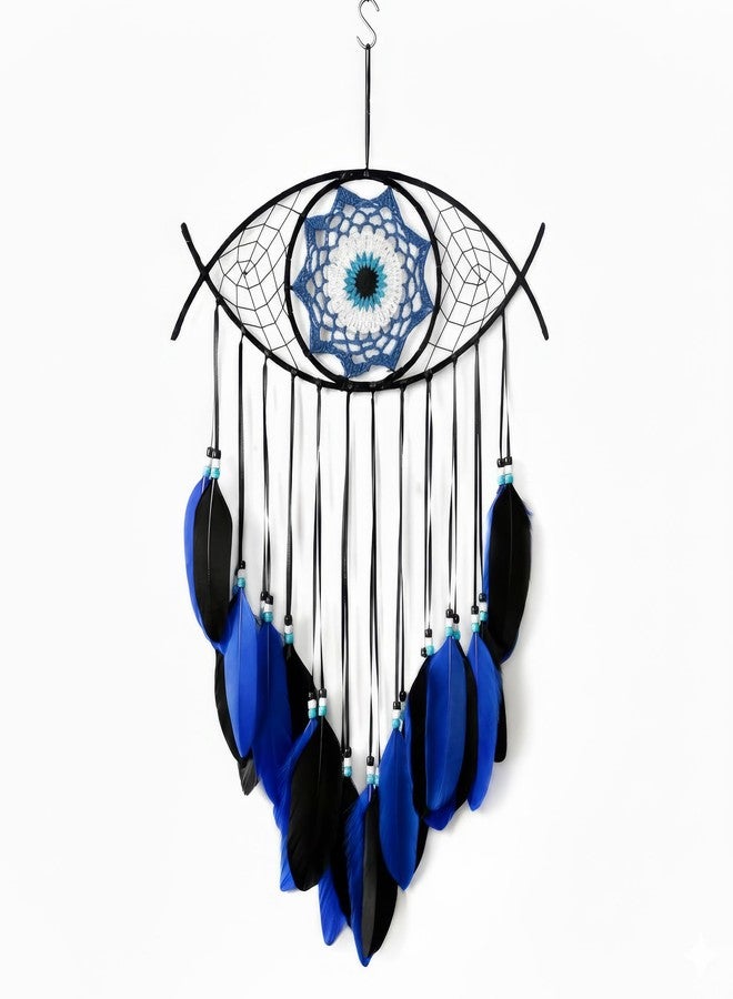 Chiorgone Evil Eye Dream Catcher - Handmade Feather Wall Hanging Decor for Protection, Good Luck & Home Blessing - Image 1
